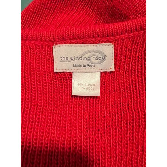 The Winding Road EUC Cherry Red Alpaca/Wool Long Wrap Shawl Scarf One Size Peru - Picture 5 of 5